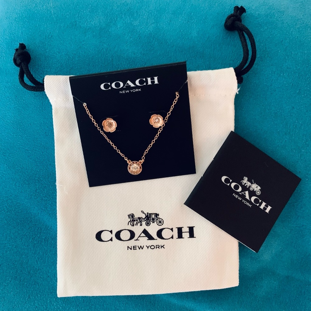 Coach Wildflower Tea Rose Earring & Necklace Set